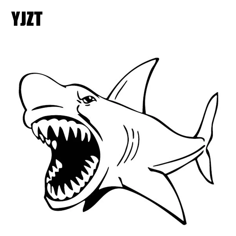 

YJZT 16.6CM*13.9CM Fierce Sharks Bumper Creative Decor Car Sticker Vinyl Decal Black/Silver C4-2327