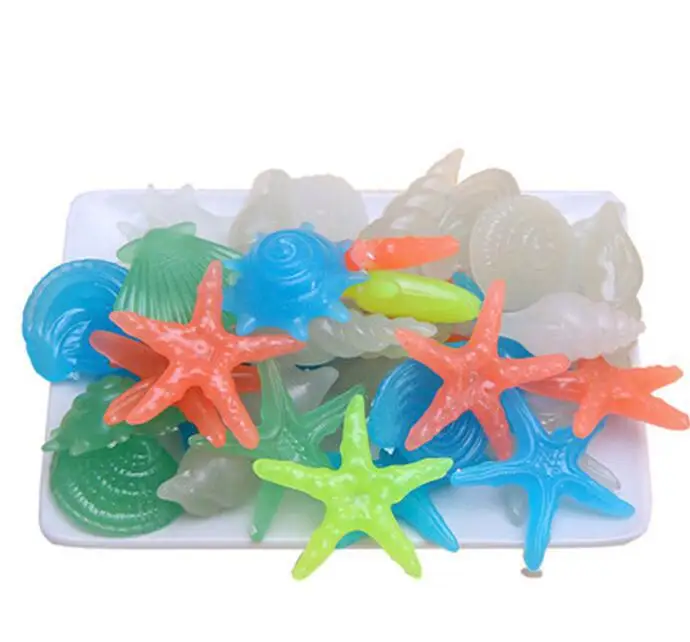 Декор для аквариума светящийся камень Световой с имитацией гальки морским