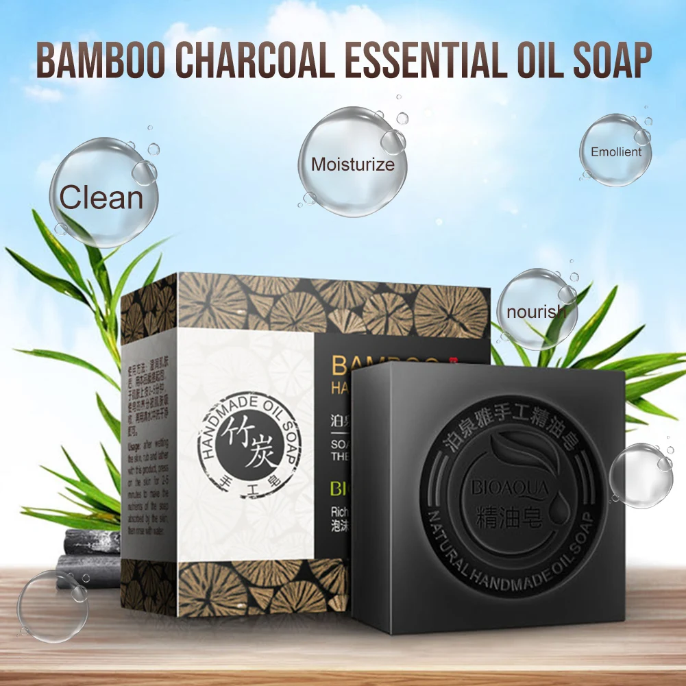 

Whitening Handmade Soap Natural Organic Bamboo Charcoal Soap Skin Remove Blackhead Deep Cleansing Bleaching Face Body Care