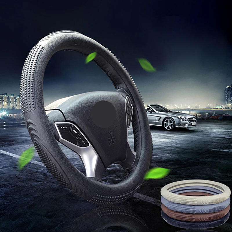 

5 Colors Silicone Car Steering Wheel Cover Wrap Universal Non-slip Durable Wearable Volant Auto Car Protector Funda Volante