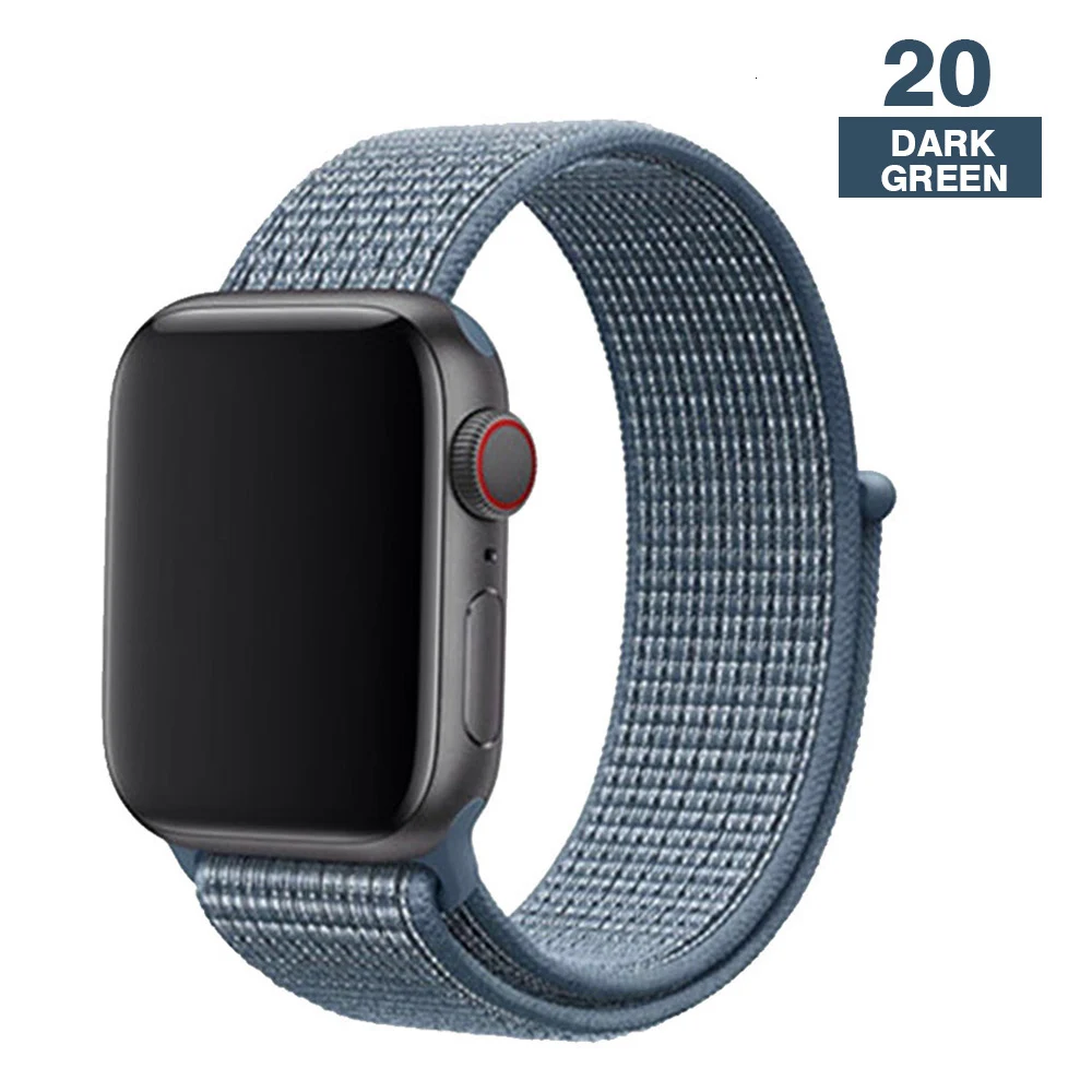 Спортивный ремешок для Apple Watch 42 мм 38 мм ремешок для часов 4 44 мм 40 мм Iwatch Серия 3 2 1 нейлоновый браслет дышащие аксессуары - Цвет ремешка: Dark green
