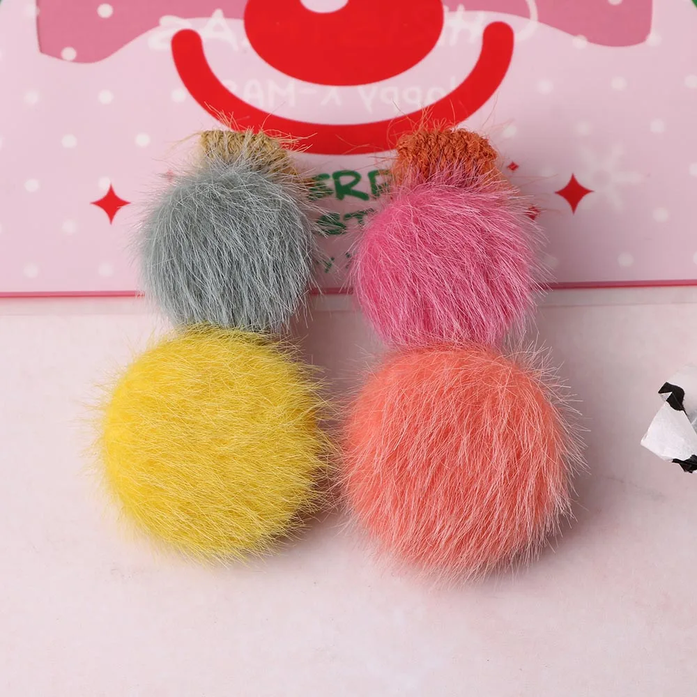 

Kids New Solid Color Children Plush Hair Accessories Hair Barrettes Rabbit Down