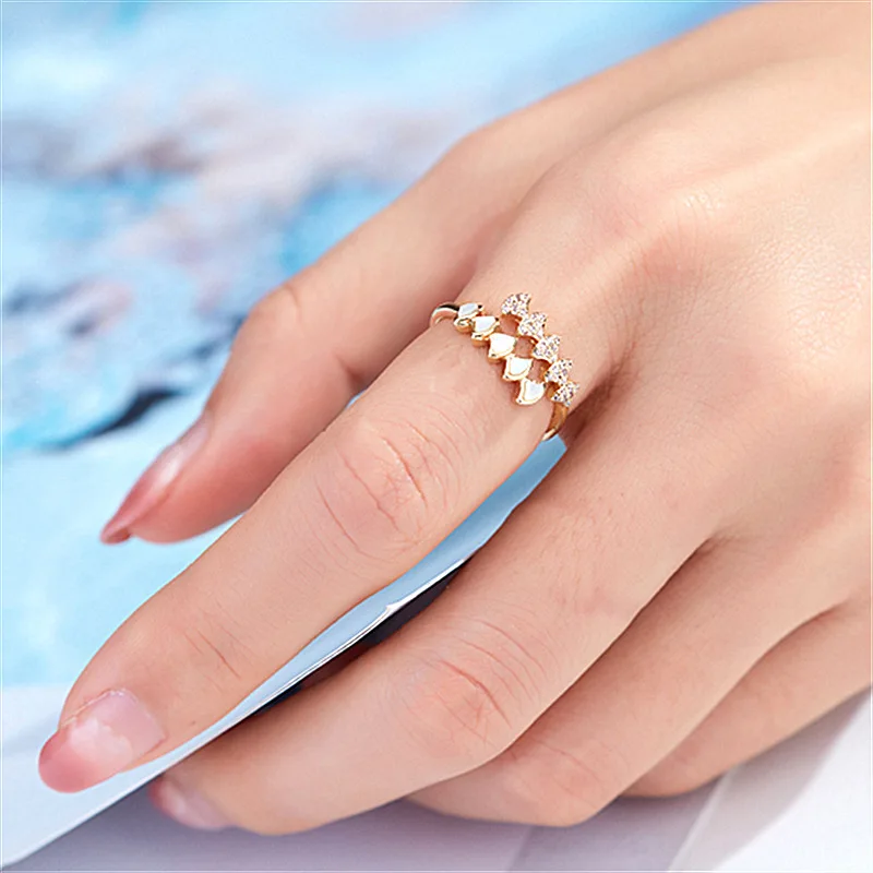 

2021 Korean New Exquisite Fan-shaped Opening Ring Fashion Temperament Simple Versatile Ring Elegant Women's Jewelry