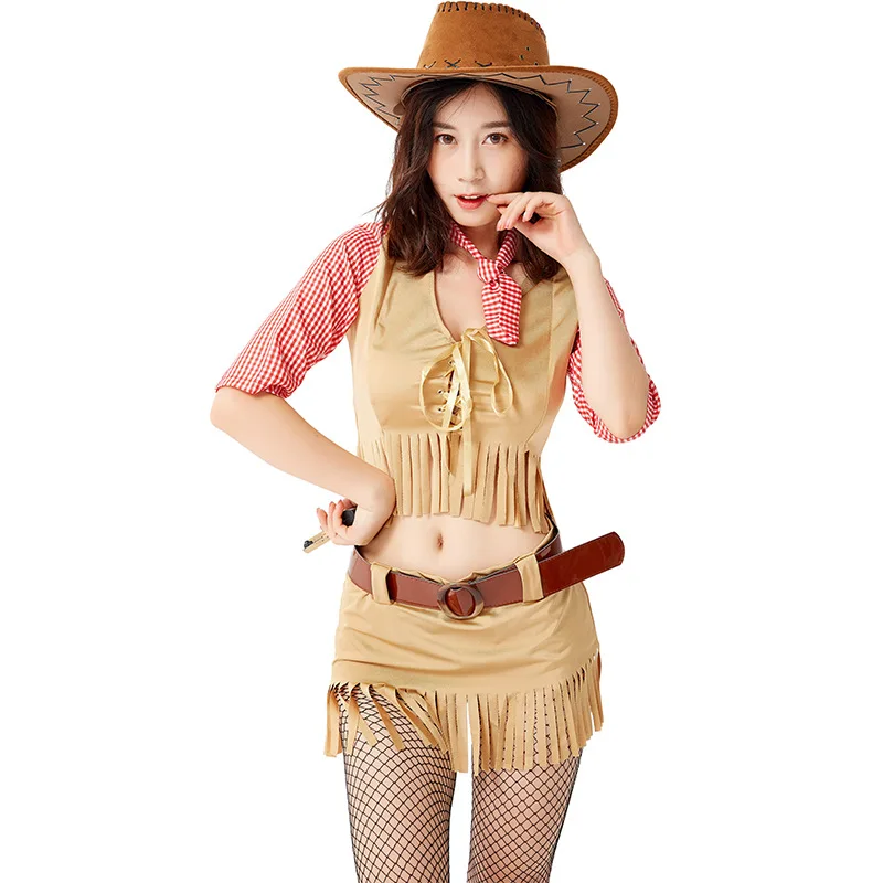 Женский Западный пионер Ковбойское нарядное платье Хэллоуин Косплей Взрослый