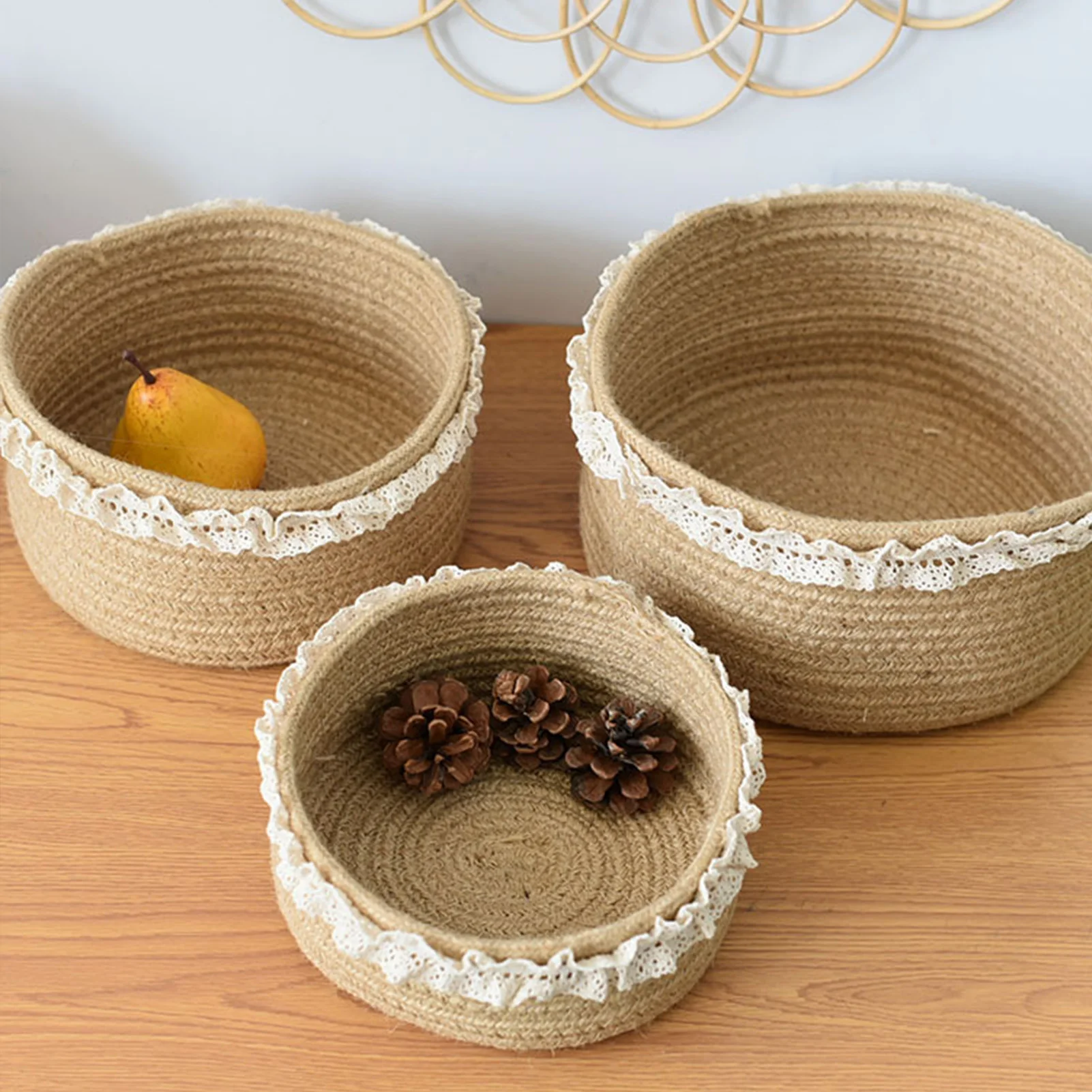

Handmade Straw Woven Storage Basket Snack Organizer Storage Box Baskets Rattan Storage Flower Basket Camping