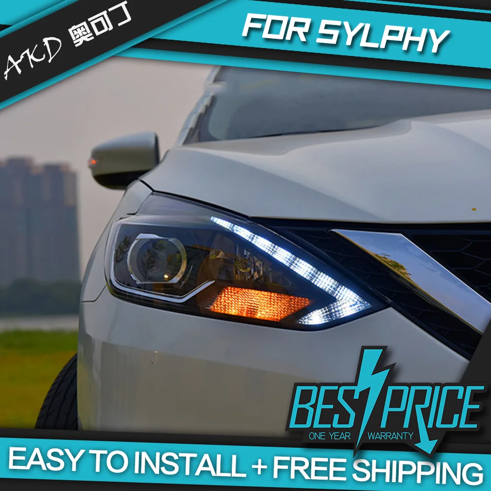 Фары AKD для стайлинга автомобилей Nissan Sentra Sylphy 2016-2018 фары светодиодсветодиодный