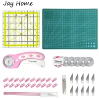 30pcs rotary cutter set 45mm fabric cutter with 5 extra blades craft knife set quilting ruler for patchworking sewing craft