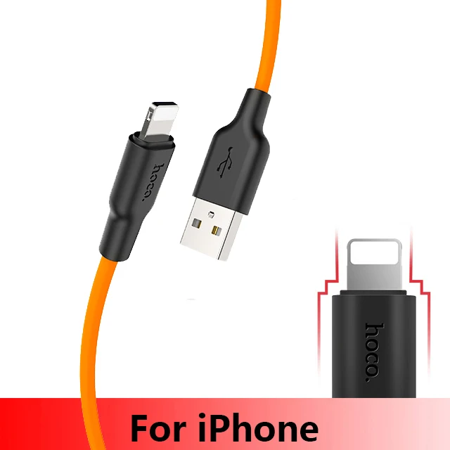 usb cable for iphone HOCO X21 Plus Мягкий силиконовый USB кабель для iPhone 11 pro max type-C кабель для samsung Xiaomi huawei Micro кабель 2 м 1 м 0,25 м - Цвет: usb cable for iphone