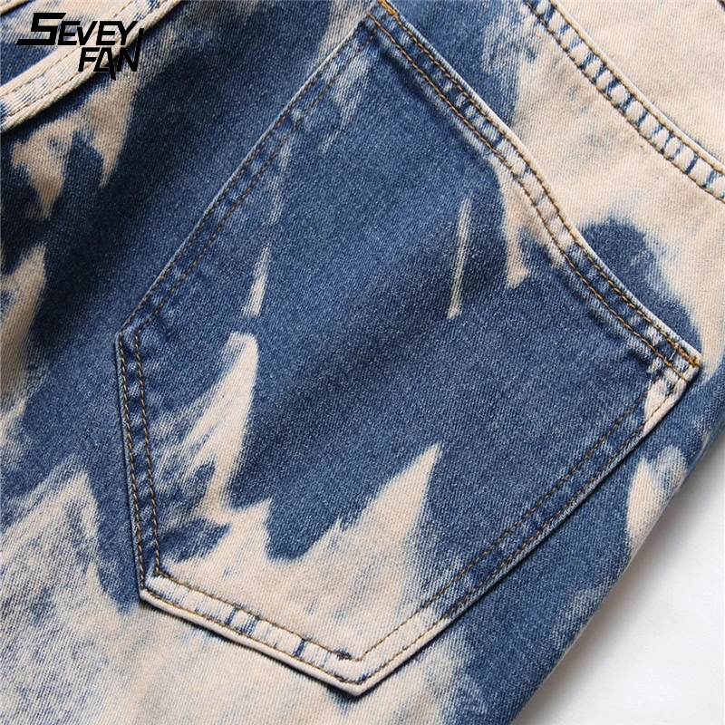

Retro Ripped Jeans Hip Hop Streetwear Harajuku Denim Pants Men Blue Tie Dye Loose Casual Hole Fashion Jean Trousers Straight