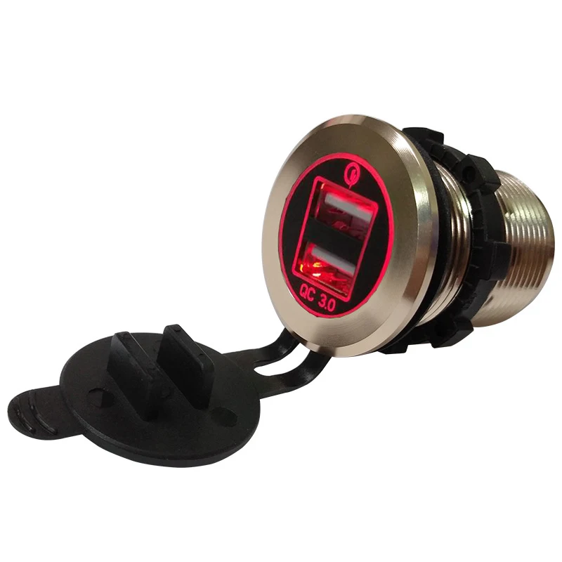 DIY QC 3,0 Автомобильное зарядное устройство Quick Charge 3,0 адаптер с двумя usb-портами 35 Вт для мобильных устройств 7075 корпус из авиационного алюминия синий светильник - Название цвета: Gold Red