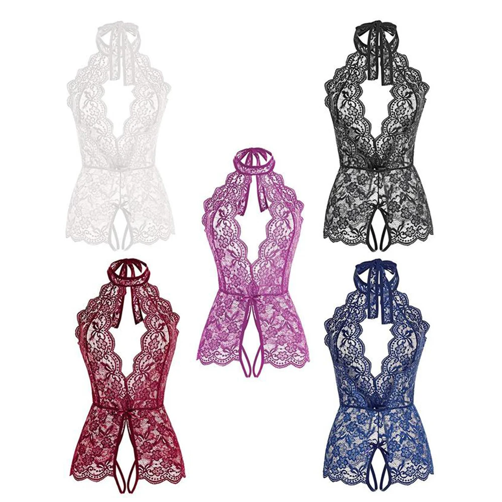 

2021 NEW Sexy Women Nightgown Crotchless Bodysuit Lace Lingerie Dress Sleepwear Underwear Mesh Sleepwear