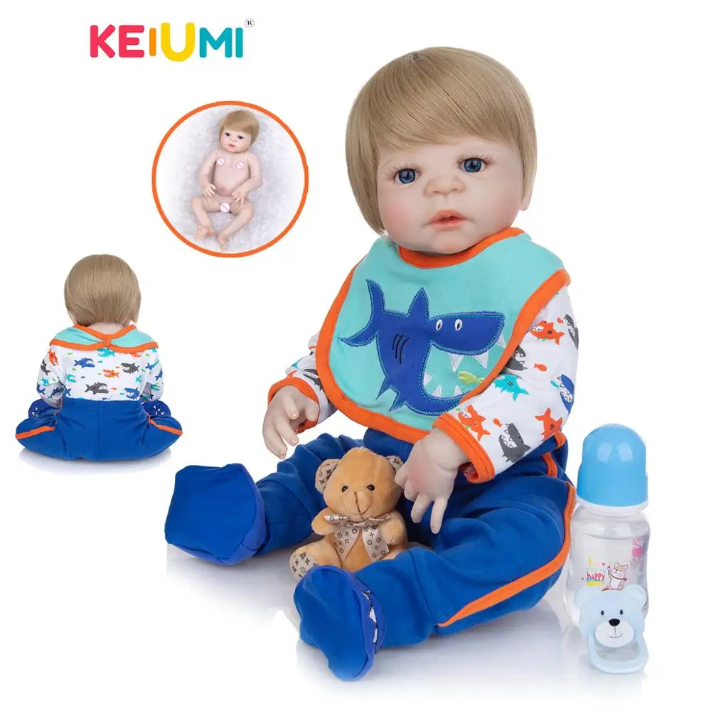 Реалистичные 23 &quot57 см куклы Reborn Baby Boy полностью силиконовые виниловые милые для