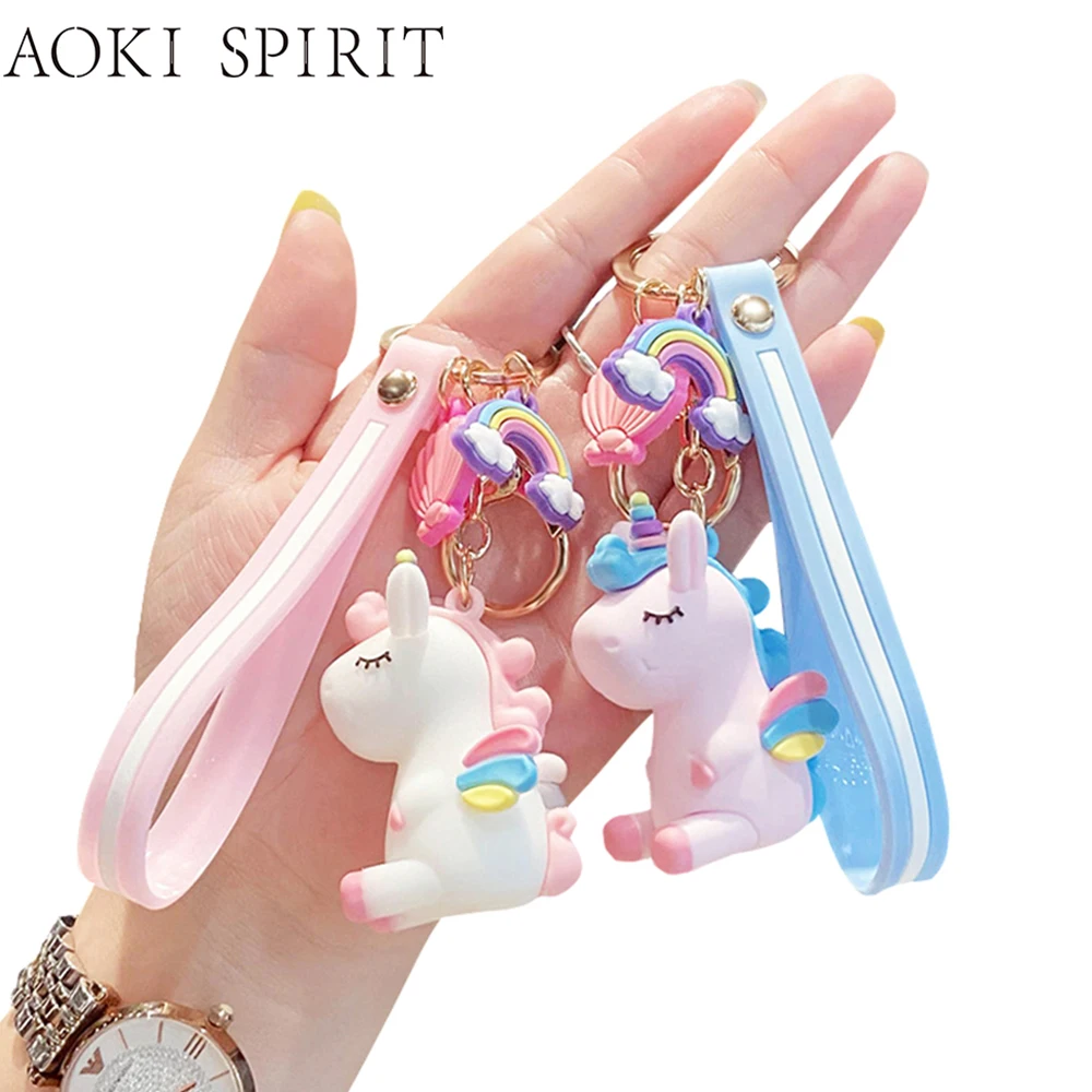 

Fashionable Stereo Unicorn Keychain Keyring Cute PVC Pegasus Toy Trinket Mobile Phone Bag Car Pendant Key Chain Fun Jewelry Gift