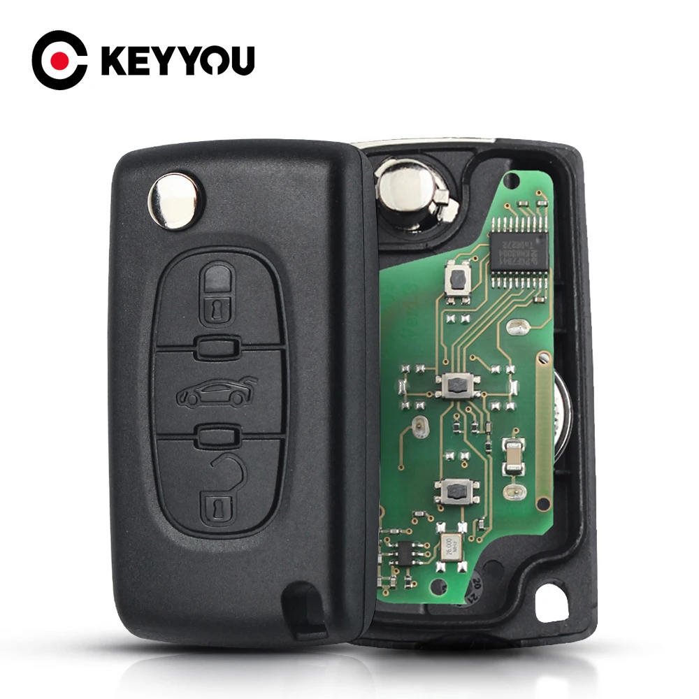KEYYOU Für Peugeot Schlüssel 207 307 407 Für CITROEN C1 C2 C3 C4 C5 Berlingo 433Mhz ID46 ASK FSK Fernbedienung Autoschlüssel CE0523 Ce0536 – Detail 2
