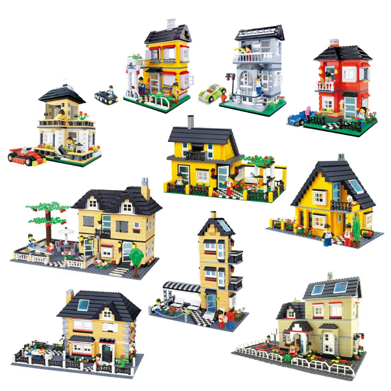 Вилла деревня наборы для домиков совместимы с городом современная конструкция