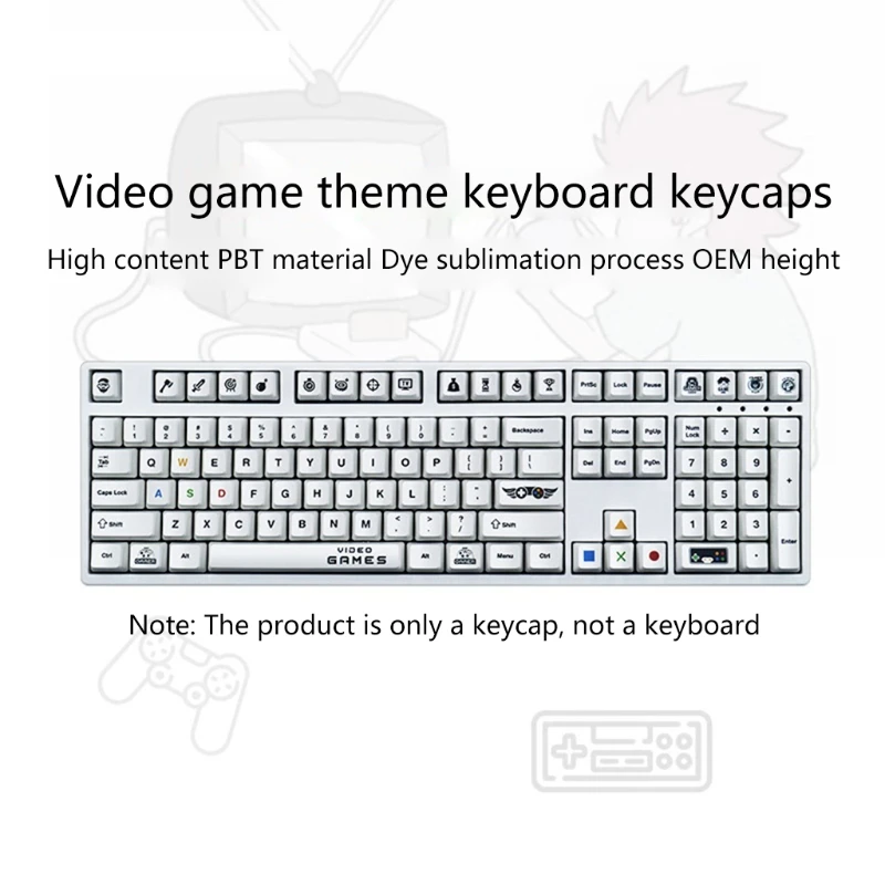 

67JA Punk Mechanical Keycaps, 104-Key PBT Dye Sublimation USB Wired Full-Key Key OEM Gaming Real Mechanical