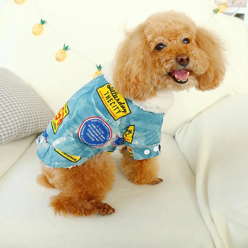 Одежда для собак новый стиль зимняя одежда толстый теплый костюм маленьких мопса