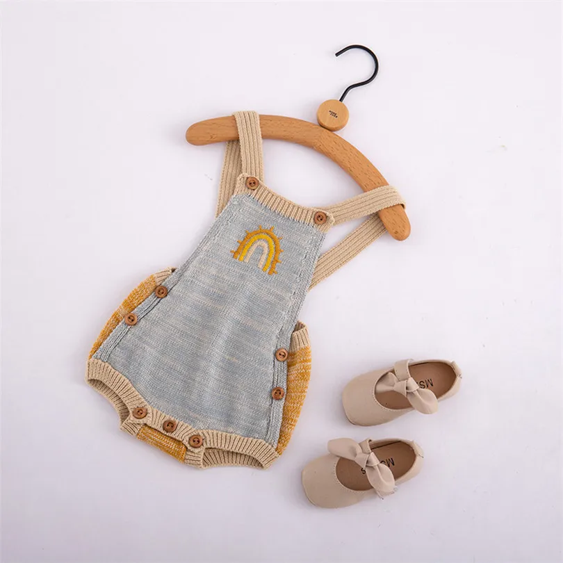 Детский трикотажный комбинезон для новорожденных девочек и мальчиков с вышивкой