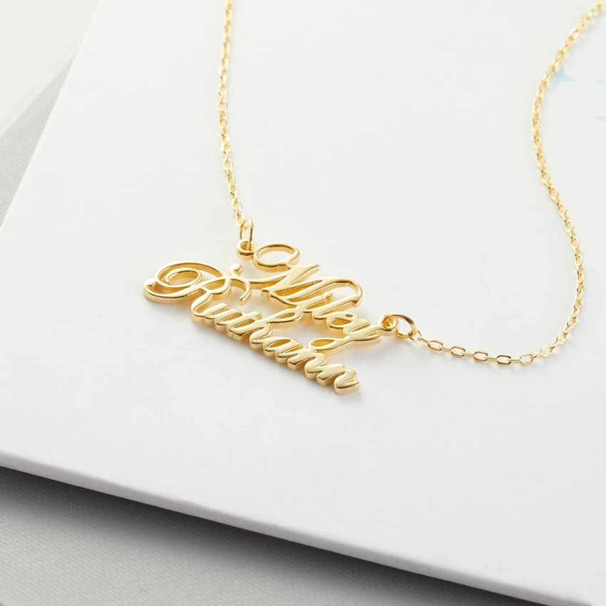 Ожерелье из нержавеющей стали с двумя именами на заказ ожерелья двойным именем