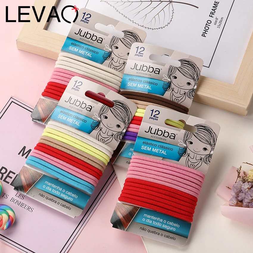 Levao 12 шт./лот лента для волос карамельных цветов девочек нейлоновая эластичная