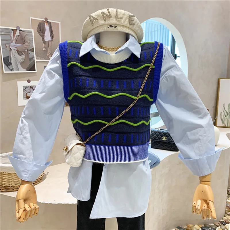 

NEW Niche Design Women's Clothing 2021 Autumn Jacquard Sleeveless Knit Shirt Loose Sleeveless Overlapping Knitted Vest Top