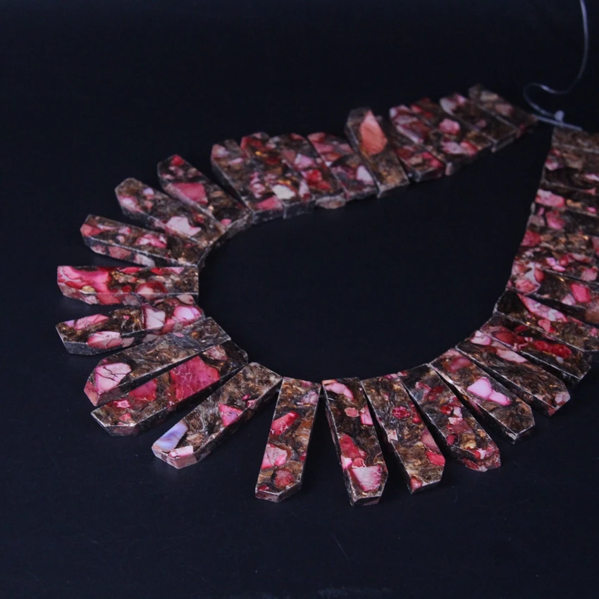 Бусины из розово красного и коричневого камня императора океана 15 5