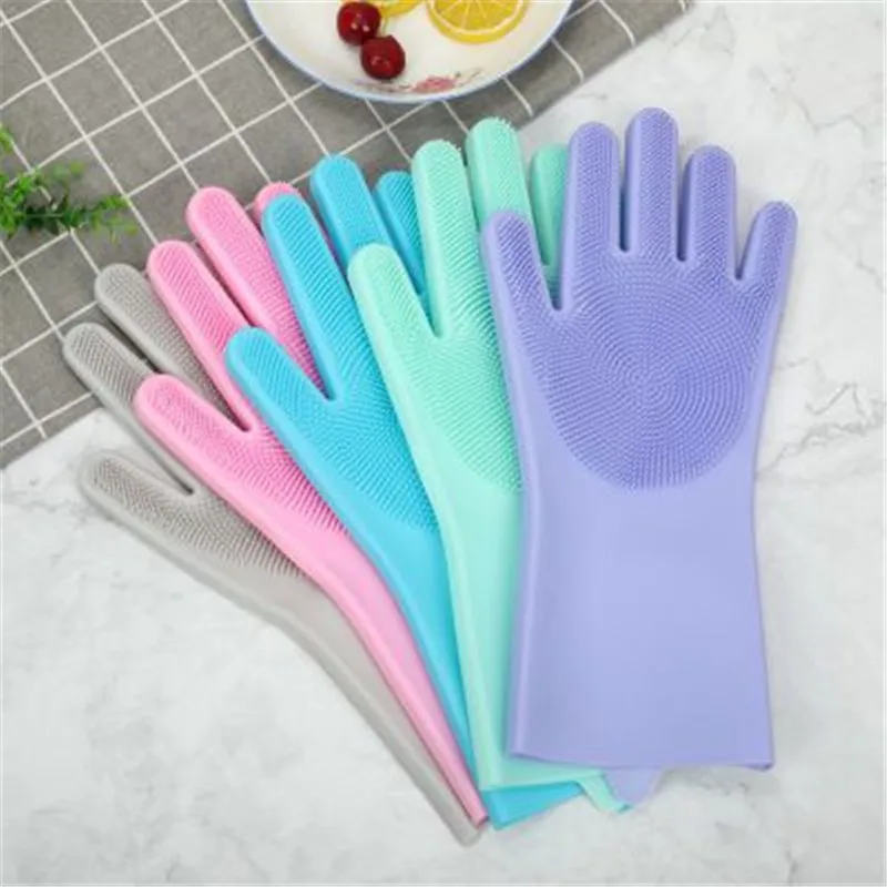 

Protective Gloves Silicone Scrubber Non-Slip Magic for Kitchen DishWash Gloves Cleaning Glove Household Cleaning Tools brush