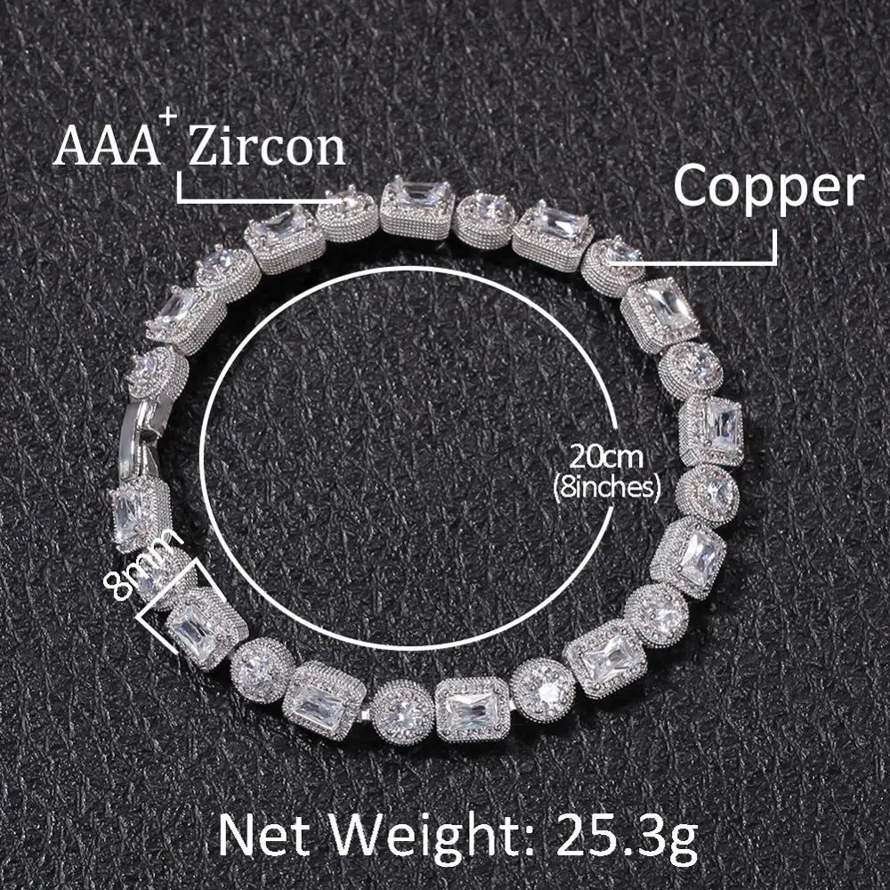 

Ice out micro pave round cubic zirconia hip hop bracelet fashion men's charm chain jewelry