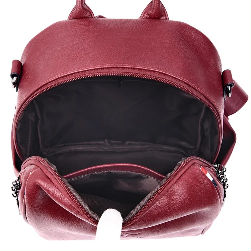 Классический молодежный кожаный рюкзак для женщин школьный ранец