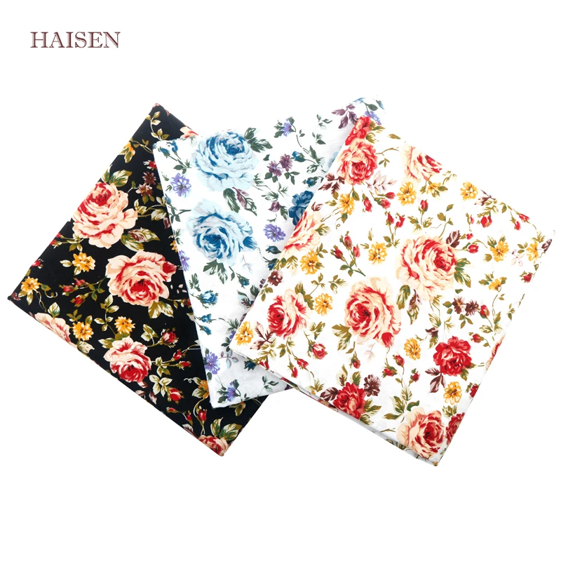 Простая хлопчатобумажная ткань Haisen в стиле розы с принтом сделай сам квилтинг и