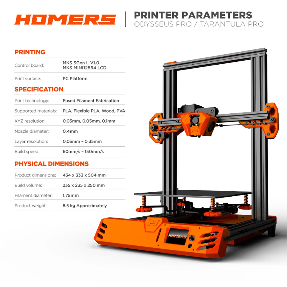 3D принтер Homers Odysseus/TEVO Tarantula Pro самые доступные наборы сделай сам в 2020 году новейший