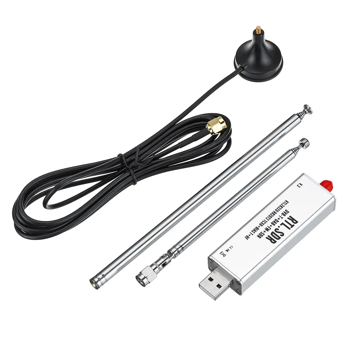 

With Antenna 0.1MHz-1.7GHz TCXO Compensated High Stability Full Band Software Receiver Aviation Band ADSB RTL2832U + R820T2