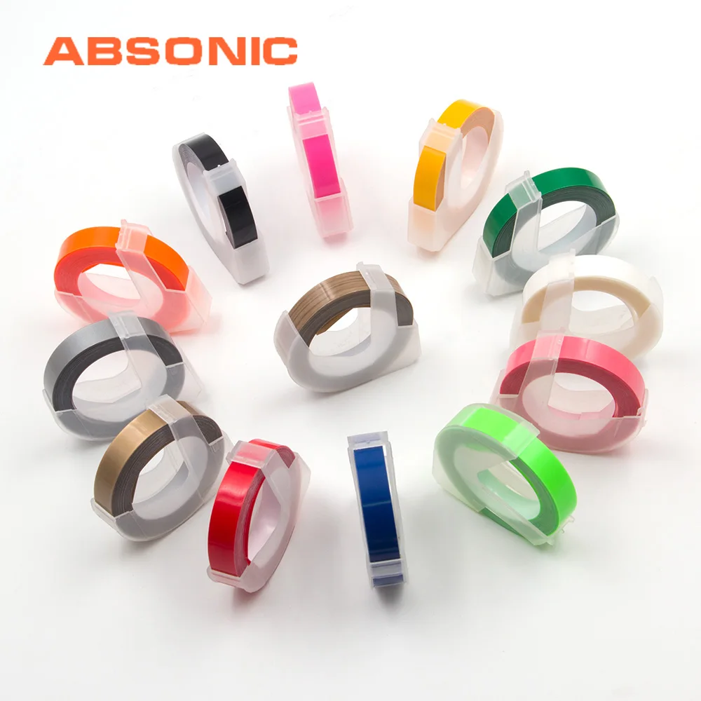Absonic 9 мм Mixcolors Dymo 3D Пластик лента с тиснением для тиснения этикеток ПВХ этикетки Dymo 1610 12965 1880 1540 Motex E101