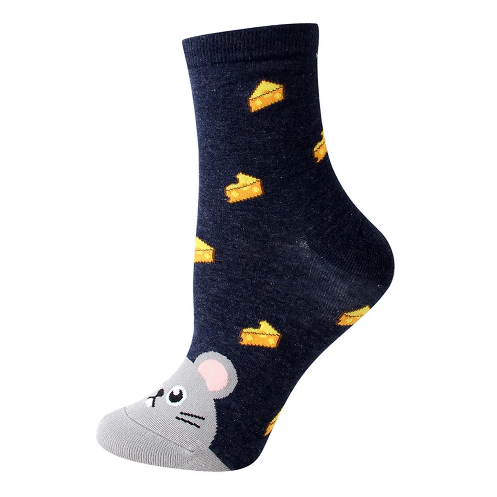 1 Pair Socks Women Warm Cotton Funny Cute Socks Animal Character Dot Print Women's Socks Calcetines Meias W2