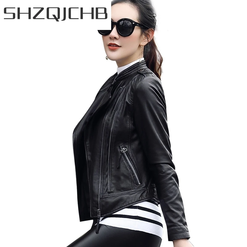 

JCHB 2021 Leather Jacket Sheepskin Women Genuine Leather Jacket Slim Motorcycle Real Leather Jacket Plus Size Chaqueta Mujer 131