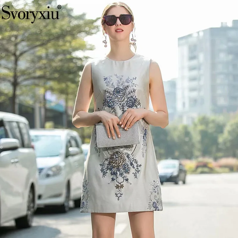 Женское жаккардовое платье трапеция Svoryxiu разноцветное винтажное мини на