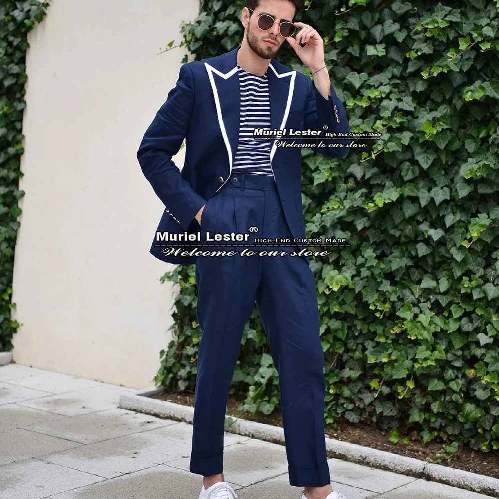 

Smart Casual Men Suits Groom Wear Business Blazer Custom Made 2 Pieces Wedding Tuxedos Trajes De Hombre Marriage Party Dress