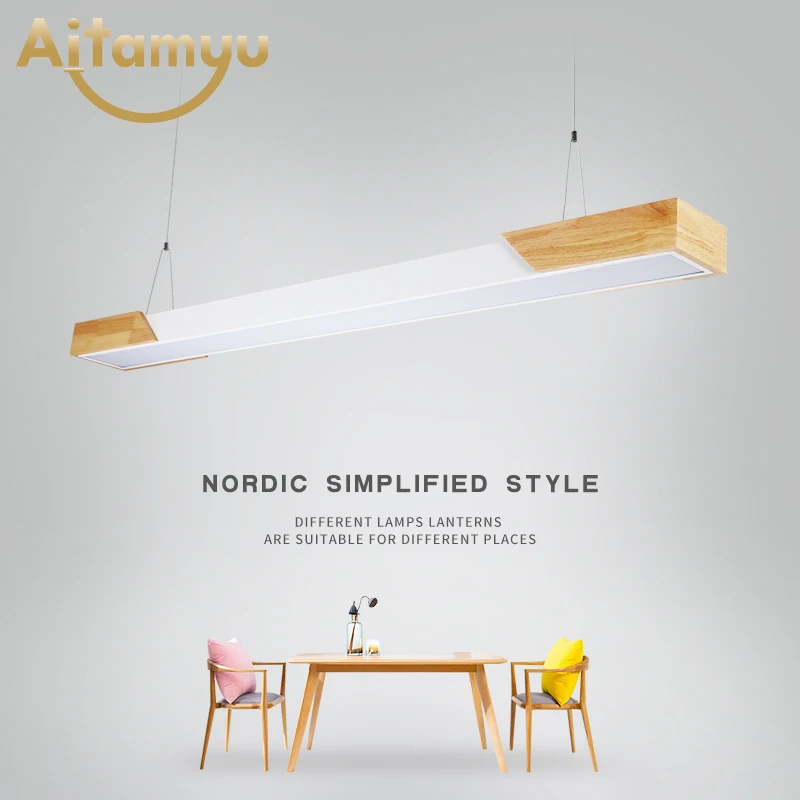 Скандинавские подвесные светильники деревянные с акриловым абажуром офисный