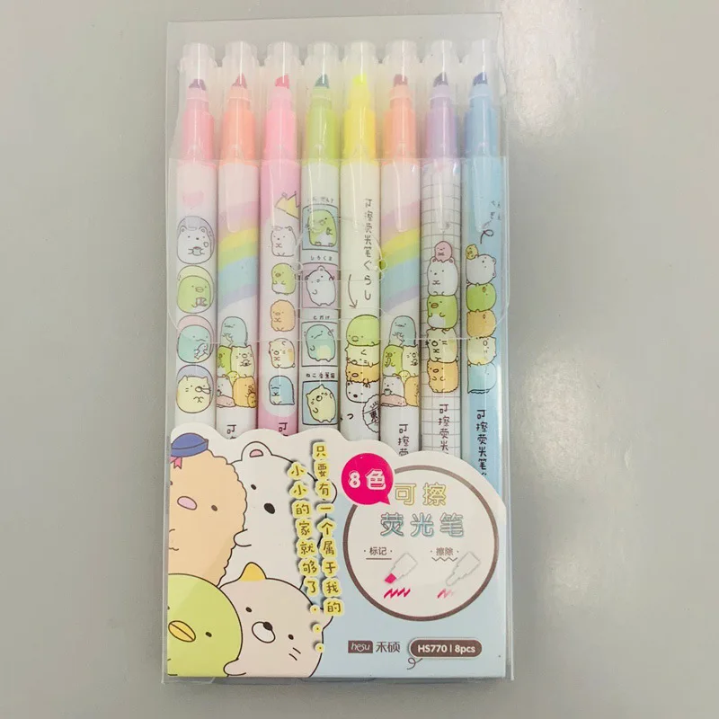 Милые двухсторонние стираемые маркеры Sumikko Gurashi 8 цветов художественные цветная