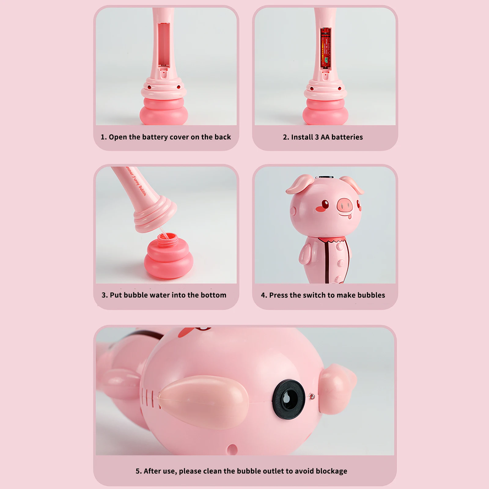 

Little Pink Pig Electric Bubble Machine Music Glow Automatic Bubble Blowing Machine Adding More Fun Summer Playing Children Toy