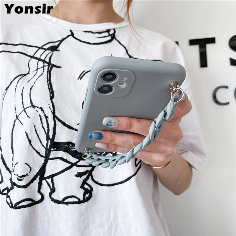 for oneplus 8 7t 7 pro silicone soft case matte wriststrap bracelet hand band back cover for oneplus 9 pro 6 6t 8t one plus nord free global shipping