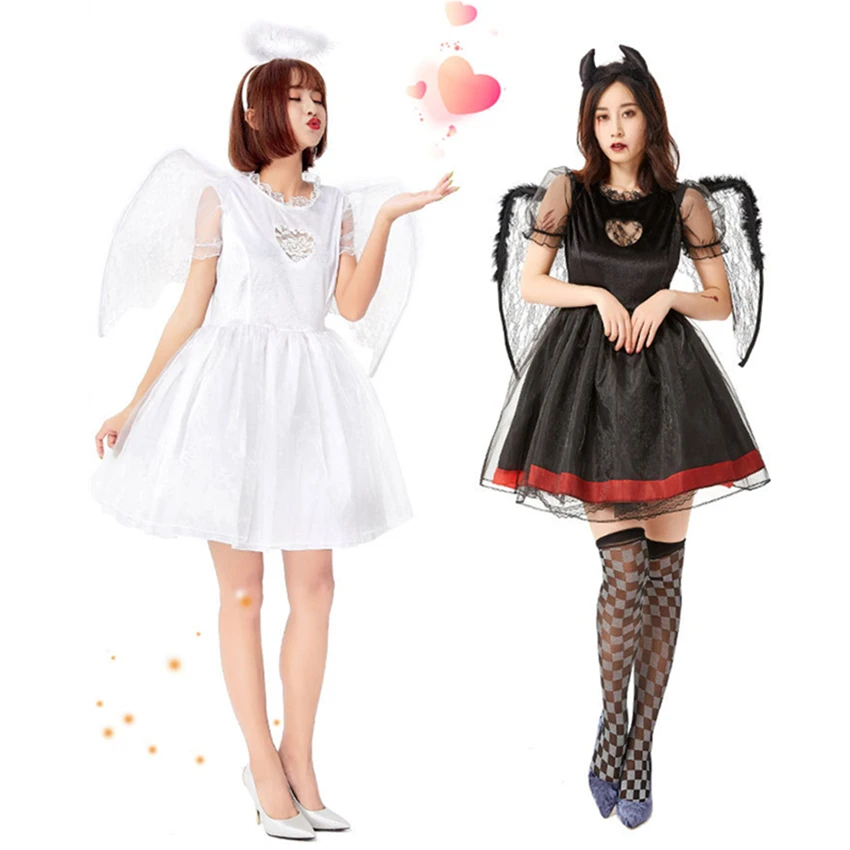 Костюмы для косплея на Хэллоуин женские сексуальные платья с ангельским