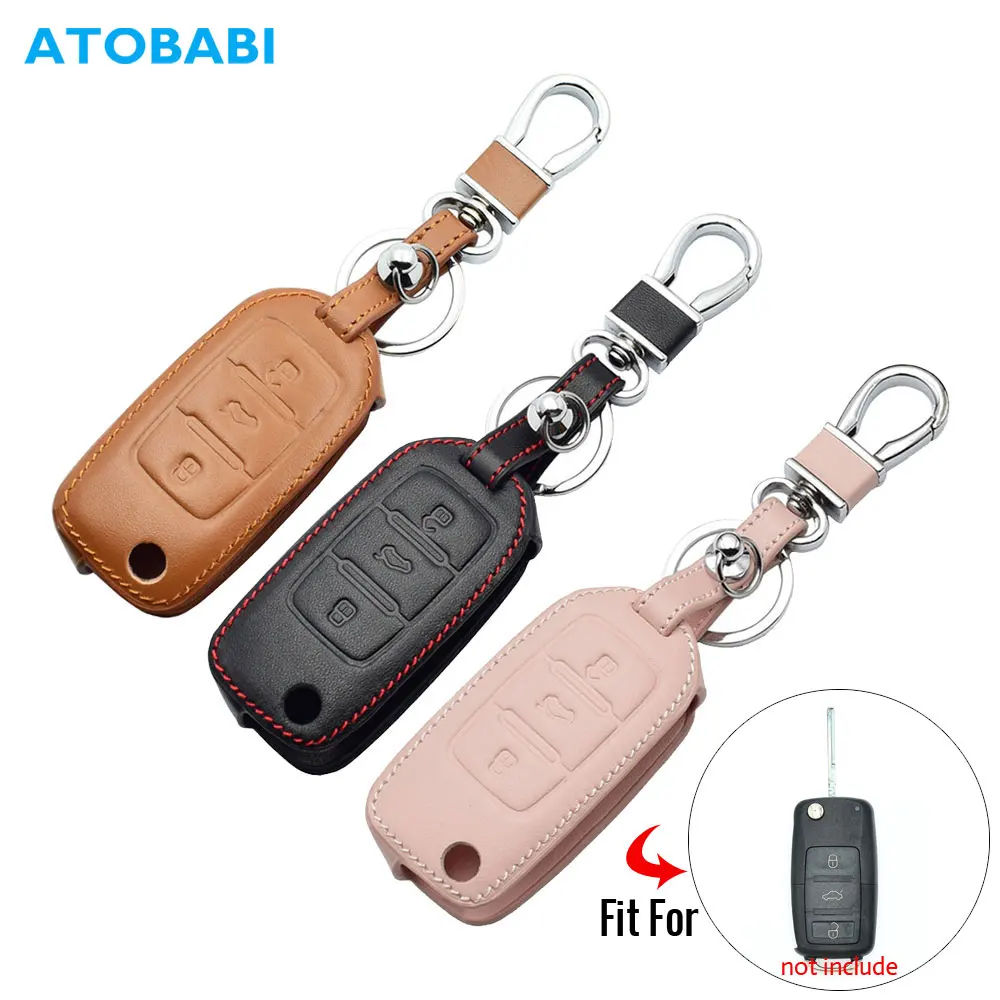 Кожаный чехол для ключей автомобиля для VW Volkswagen Polo Golf Passat Beetle Caddy T5 Up Eos Tiguan Skoda A5 SEAT Leon Altea откидной Чехол для пульта дистанционного управления