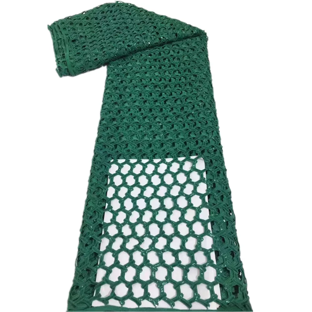 

African Guipure Lace Fabric 2021 High Quality Latest Nigerian French Network Cord Lace Fabrics With Luxury Sequins For Dress