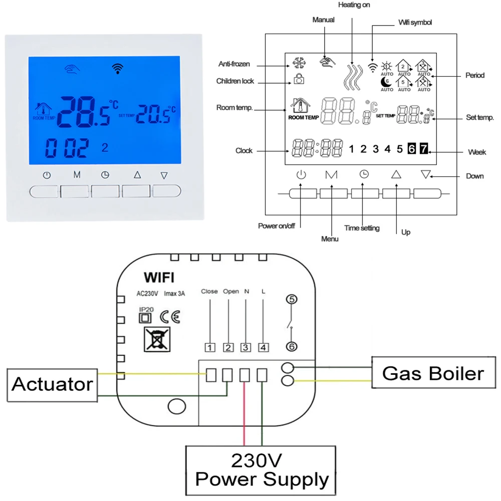vancoo wifi gas boiler thermostat digital temperature wireless touch screen lcd display mobile phone program thermoregulator free global shipping