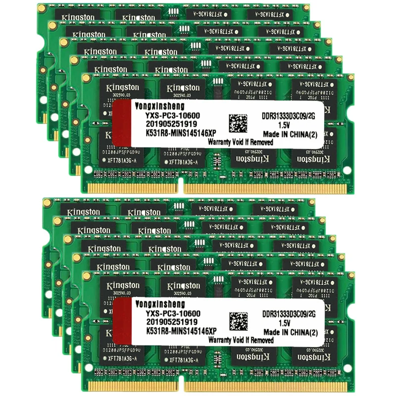 10 штук набор DDR3 2 Гб Оперативная память 1333 МГц PC3 10600S SO DIMM ноутбук 204 шпильки 1 35 V или