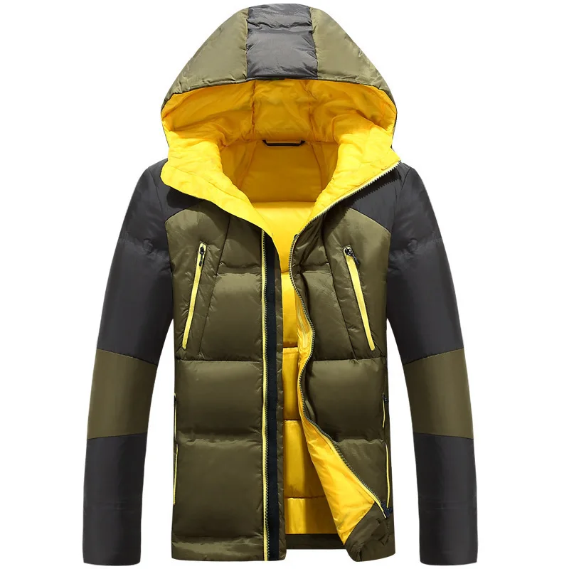 2020 Winter New Men's White Duck Down Jacket Fashion Casual Thicken Hooded Warm Cold Resistant Coat Male Brand Clothes