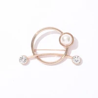 ring brooch faux pearl anti exposed all match comfortable alloy rhinestone scarf clip for decor geometrical shape scarf buckle