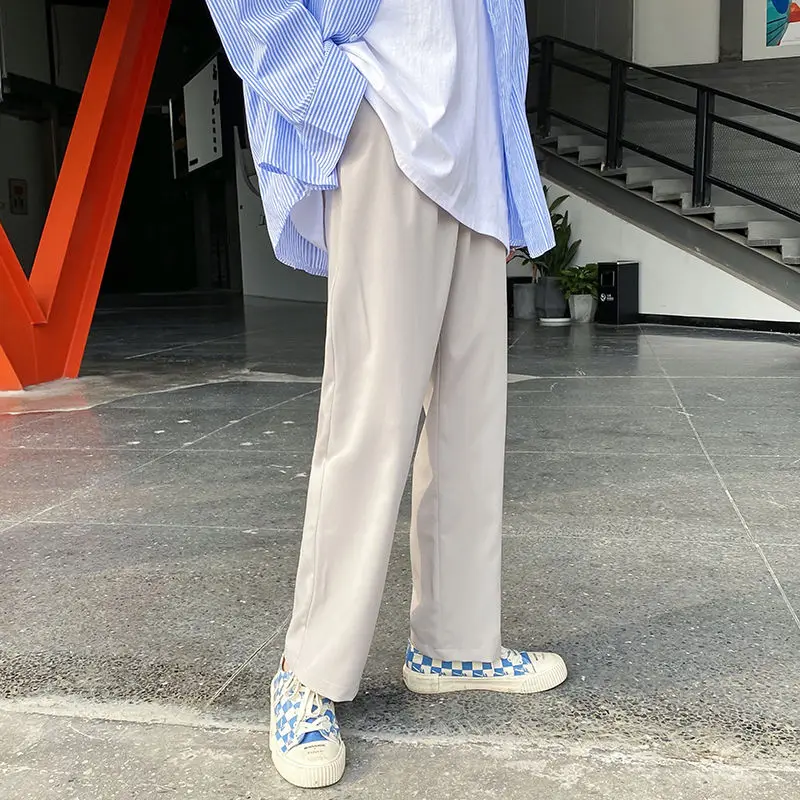

Summer Thin Wide-leg Pants Men's Fashion Ice Silk Pants Men Streetwear Korean Loose Straight-leg Casual Pants Mens Trousers