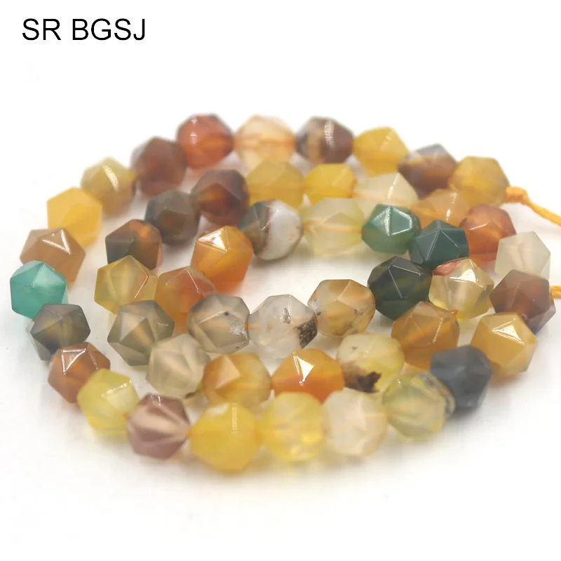 

Free Shipping SR 8mm Faceted Round Polygonal Yellow Carnelian Gemstone Natural Stone Findings diy Beads Strand 15"